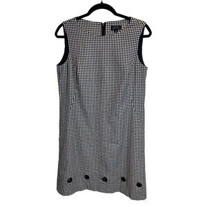 Tahari Black & White Gingham Sleeveless Dress w/Decoration at Hem Sz 6 * Classic